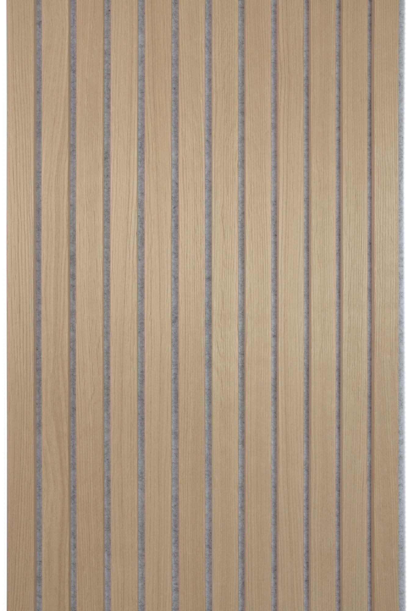 Solza Luxe Akupanel Eiken Wit Gelakt Grijs Vilt 240x60x2cm - met brede latten - Solza.nl