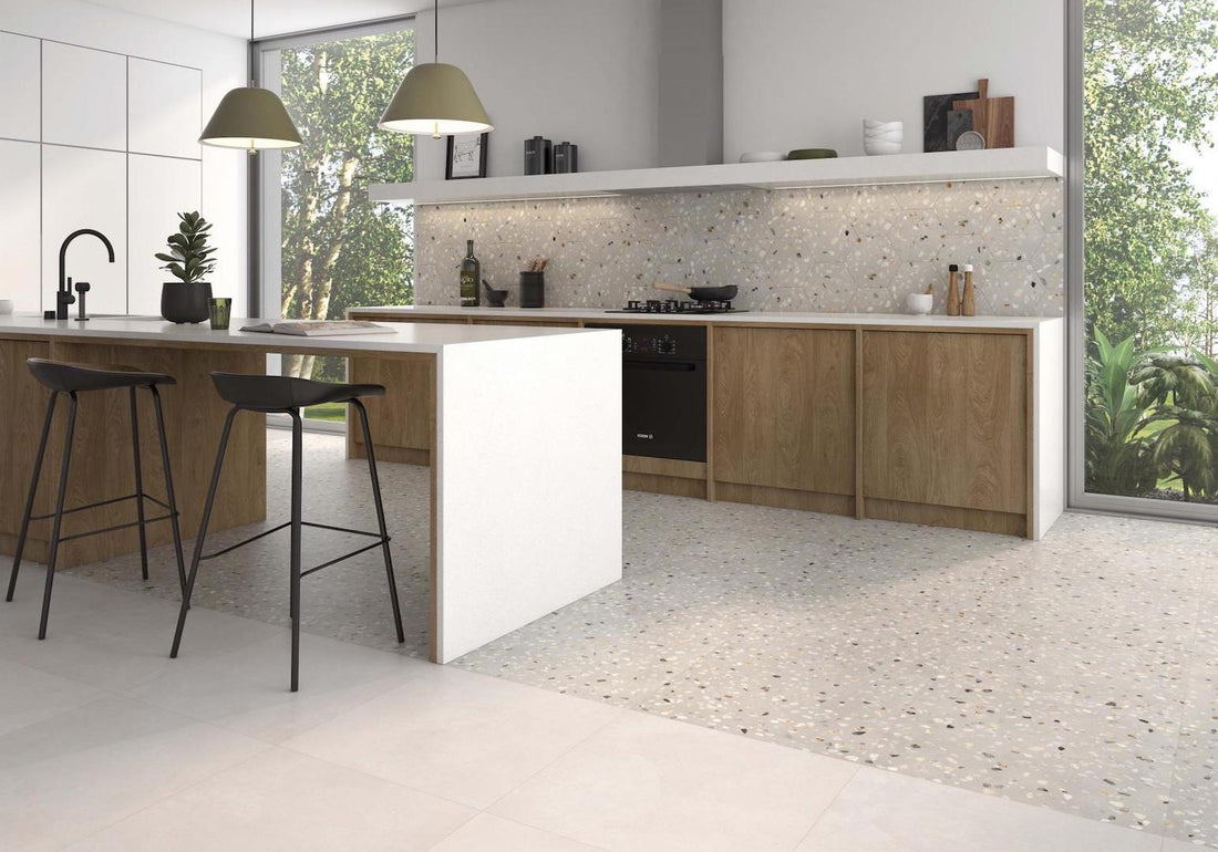 Yzina Terrazzolook Tegel Venezia 60x120cm Cement Grey - Solza.nl